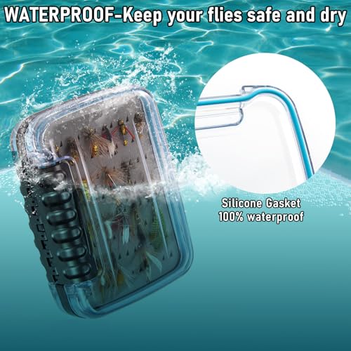 image for Dr.Fish Fly Fishing Box, Flies Storage Case Waterproof Silicone Double