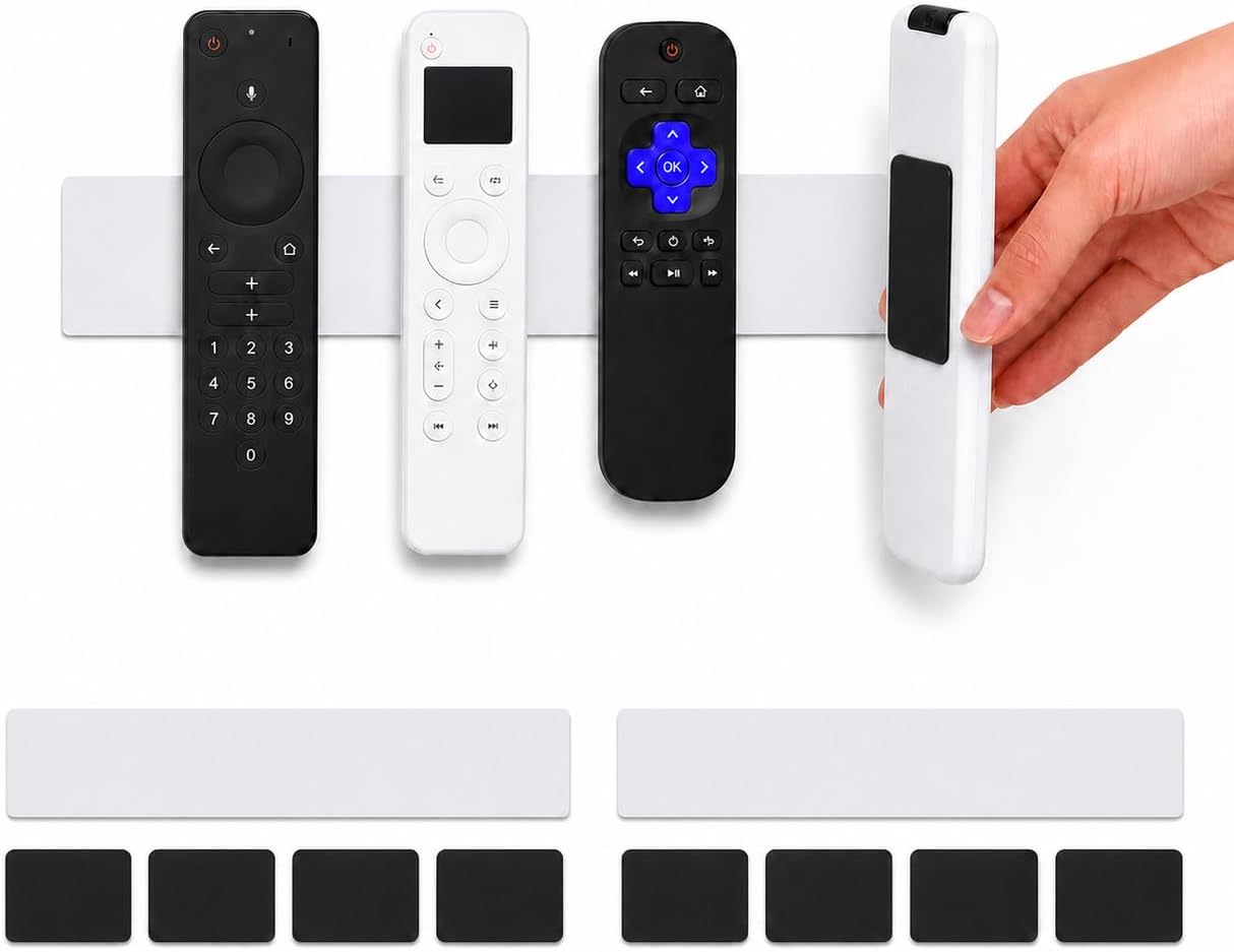 Magnetic Remote Control Holder, Wall Mount, 2 Pack, 4-in-1 Kit