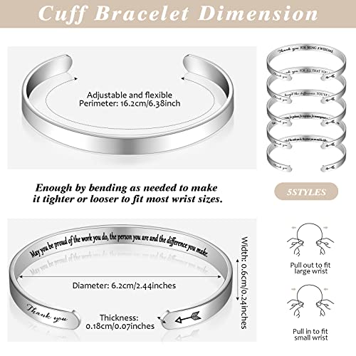 Fumete 20 Pcs Inspirational Cuff Bracelets Bulk Gifts for Women Thank You Bracelets Motivational Engraved Jewelry for Coworker2