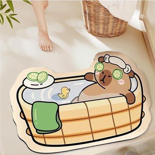 Tapis de bain en capybara absorbant en diatomite pour la douche - 6