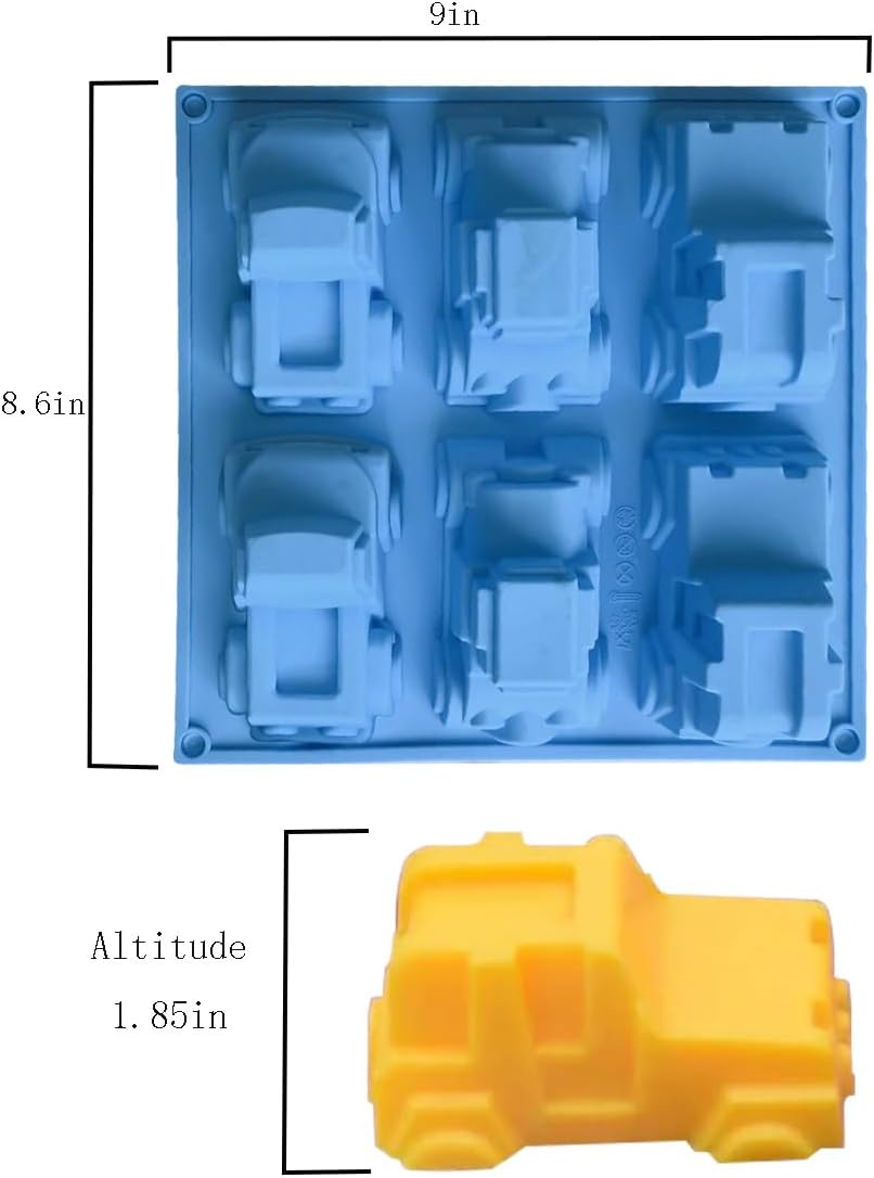 Silicone Cake Mold - 6 Cavity Sports Car & Handmade Bread Mold (2PCS)