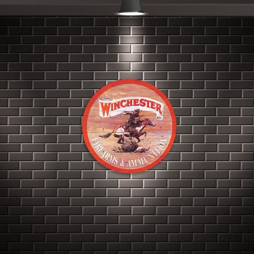 Desperate Enterprises Winchester Express Round Aluminum Sign with Embossed Edge - Nostalgic Vintage Metal Wall Décor - Made in USA