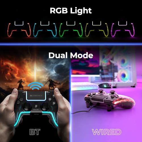 Image of ZEBRONICS MAX LINK PRO, Wireless Controller, Hall Effect, 6 Axis Gyro, Analog Triggers, Touch Pad, Dual Motor Haptics, Macro Buttons, Rechargeable Battery, Supports PS4, PS3, Windows, Android, iOS