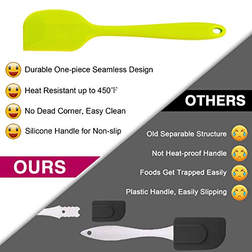 Silicone Spatula Set of 7, P&P CHEF Heat-Resistant Rubber Spatula Kitchen Utensils Set for Non-stick Cooking Baking Decorating Mixing, Seamless & Flexible Design, Non Toxic & Dishwasher Safe