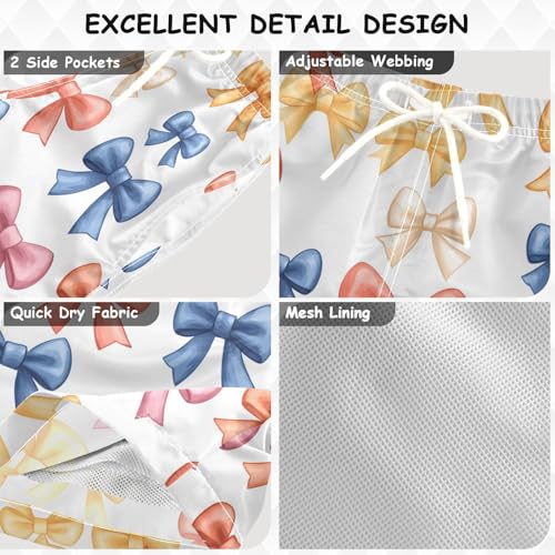 Pigsaly Boys Swim Trunks Colored Bows Watercolor Boys Board Shorts Swimsuit Swimwear Summer Bathing Suit 5T Multicolor3