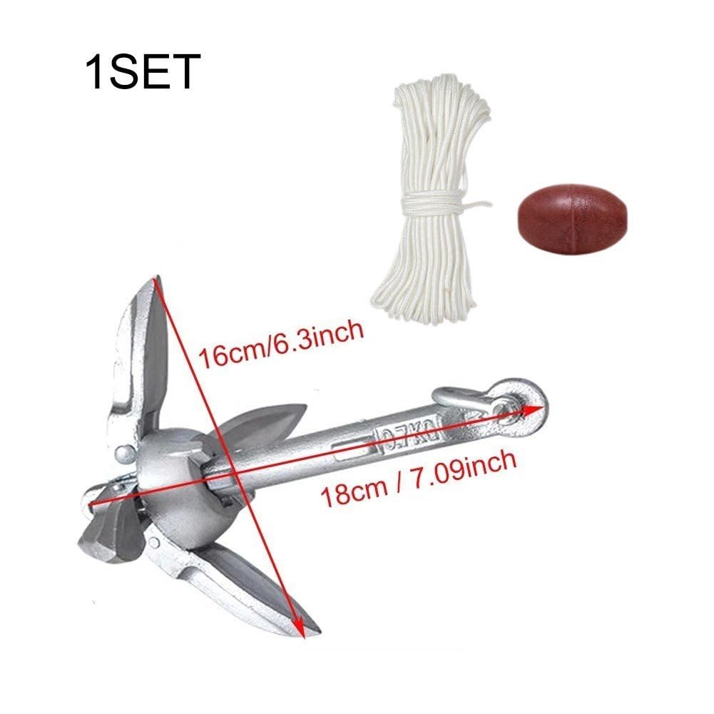 Kit d'ancrage pour, Ancre Pliante pour Petit Bateau, pour Planche À Pagaie, Canoë, Jet Ski, avec Corde d'ancrage, 0.7kg