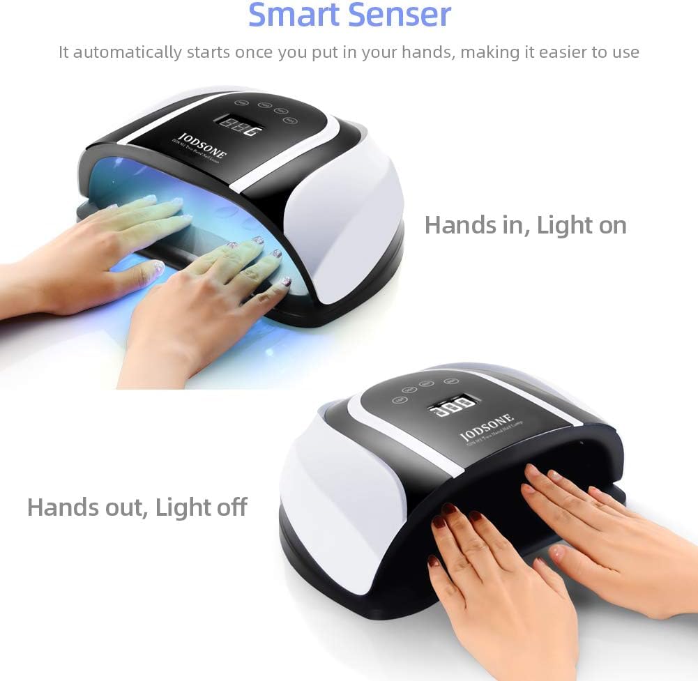 JODSONE Lampe UV LED 120 W pour ongles en gel, avec 54 perles lumineuses, séchage rapide du vernis à ongles, idéale pour un usage en salon ou à la maison, noire