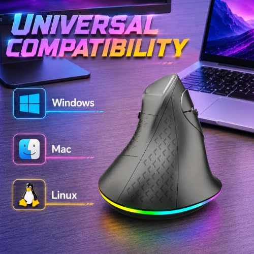 Image of Ant PC M200 Vertical Wireless Mice, Wireless Ergonomic Design, Rechargeable,5 Adjustable DPI, Silent 2.4GHz Optical Tunnel, USB Wireless Mouse for Laptop, PC Black