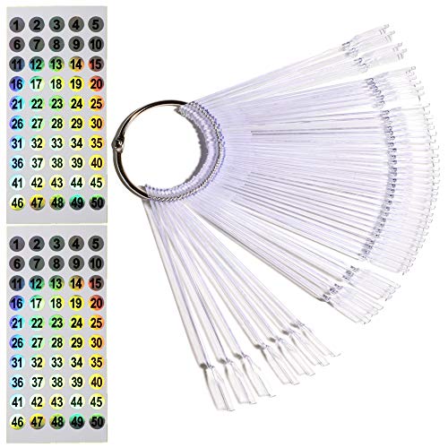 Nail Swatch Sticks with Ring for Nail Color Display Nail Art Supplies Nail Practice Samples (50pcs transparent)