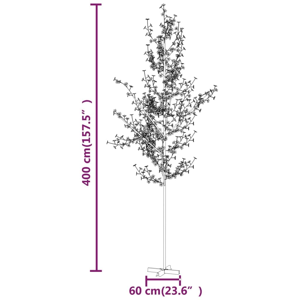 vidaXL LED Baum mit Kirschblüten Lichterbaum Leuchtbaum Kirschblütenbaum Dekobaum Weihnachtsdeko Außen Innen Warmweiß 672 LEDs 400cm