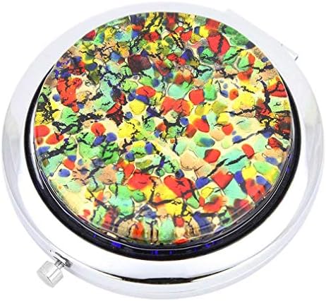 Klappspiegel Aus Muranoglas – Millefiori 'Goldene Wiese' Design, Handgefertigt In Venedig, 6 Cm