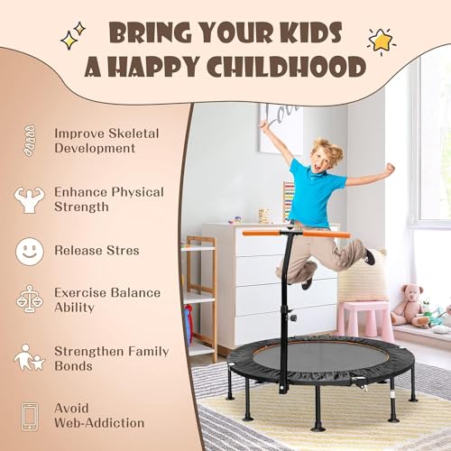 SPOTRAVEL Mini Outdoor Trampoline, Foldable Fitness Rebounder with Protective Cover, Portable Indoor Exercise Bouncer for Kids Adults - Image 3