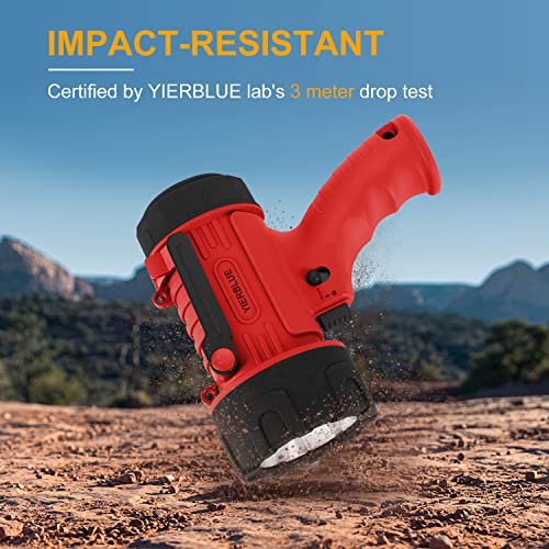 Yierblue Rechargeable Spotlight Flashlight With 150000 Lumen Led, Ip67 Waterproof Long Running Spot Light Searchlight, Impact Resistant Handheld Spotlight With Foldable Stand And Detachable Red Lens #TOP3