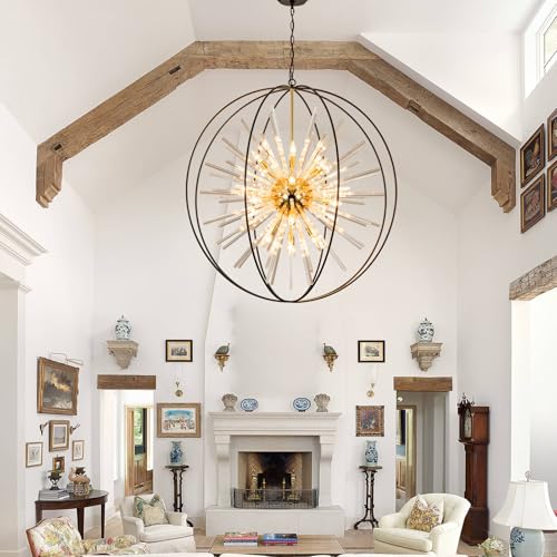 Image of Vezzio Extra Large Black and Gold Chandeliers for High Ceiling Foyer