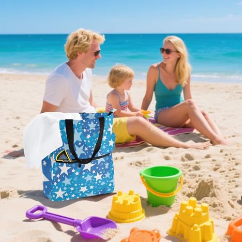 Bolsa de libros resistente al desgarro y reutilizable con estampado de estrellas para compras 7