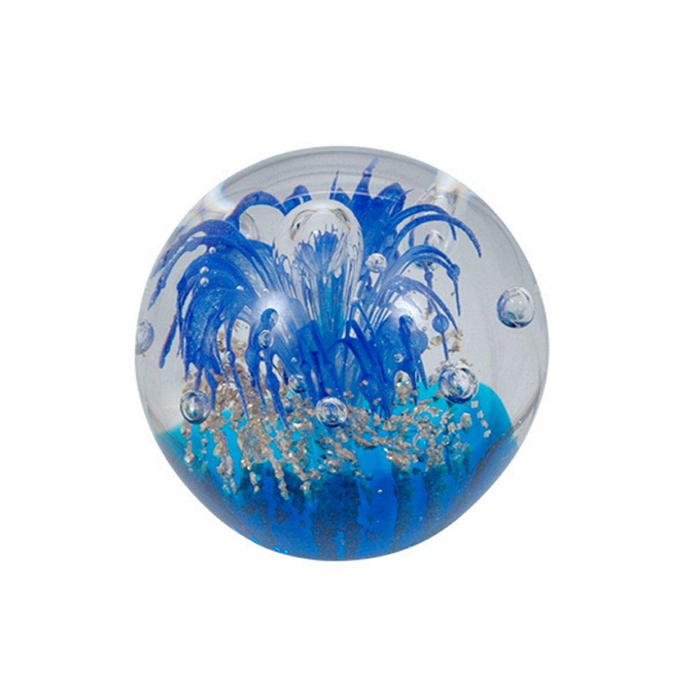 Dream Ball 232(Mini) Blue Flower Over Golden Base Glass Ball Paperweight
