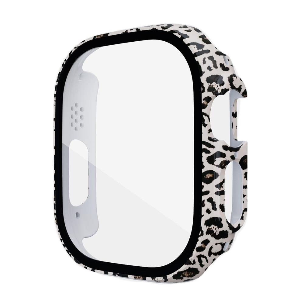 Coque Apple Watch Ultra 49mm avec verre trempé léopard noir anti-choc