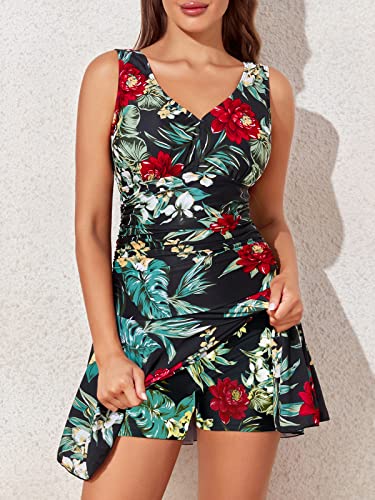 MiYang Women's Plus-Size Flower Printing Shaping Body One Piece Swim Dresses Swimsuit3