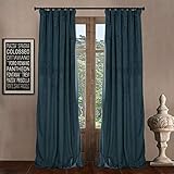 LETAU Pinch Pleated Lined Blackout Curtains 120 inches Long, Luxury Velvet Weighted Thermal Window C
