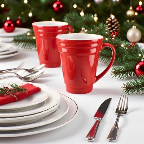 Taza de café cerámica 14 oz color rojo miniatura 2