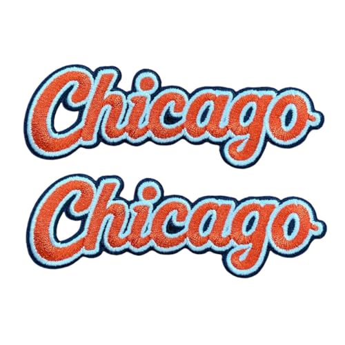 B-Sheep 2 PCS Chicago Word Letters Football Patch Embroidered Iron On Patches for Decorate Craft Clothes