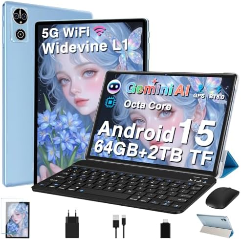 Tablet Android 15 Tablets 10 Pulgadas con Gemini AI, 64GB+2TB TF,...