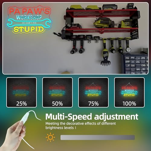 Workshop Neon Sign Garage Neon Signs for Wall Decor Wrench Led Lights He Cant Fix Stupid Light Up for Papas Garage Carport Man Cave Repair Shop Decoration DIY Lovers Gifts — view 6