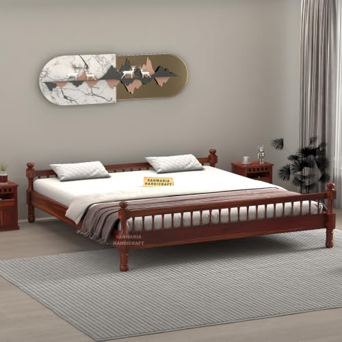 Image of Solid Sheesham Wood Dreamy Nights Bed for Bedroom and Home Furniture | Without Storage | Double Bed | Honey Oak Finish (King)