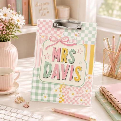 Personalized Teacher Clipboard, Custom Name Coquette Striped Teacher Clipboard, End of Year Gifts from Student, Appreciation Thank You Gifts for Teachers, Back to School Supplies for Teachers - Image 8