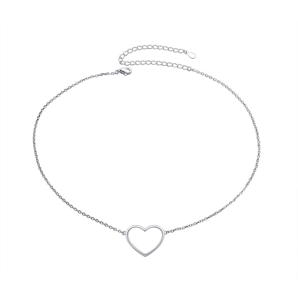 Gargantilla de plata de ley S925 con cadena de cordón ajustable de 33 cm + 7,6 cm en caja de regalo