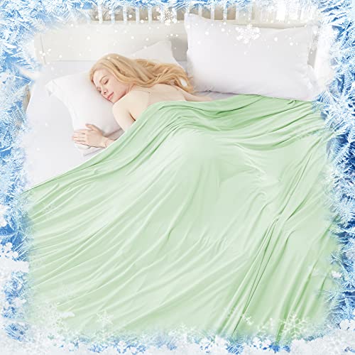 Cozyart 2023 Upgrade Cooling Blanket Queen Size For Hot Sleepers, Green Double Side Arc-Chill Q-Max>0.4 Cooling Fiber, Thin Breathable Summer Cool Blankets For Adults Kids To Reduces Body Temp #TOP22