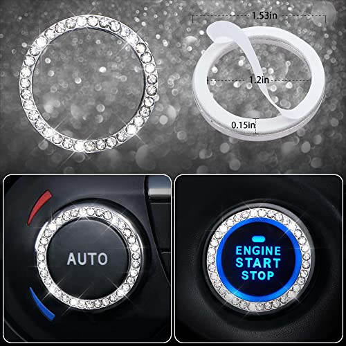 Image of CAR PASS 11 PCS Bling Diamond Car Accessories for Women, Sparkly Rhinestone Steering Wheel Cover, Bling Seat Belt Cushion, Glitter Shift Knob Cover, Car Cup Holder Coaster, Cute Interior Sets Silver