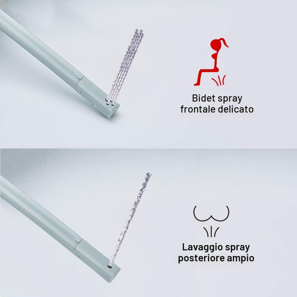Sedili WC bidet con doppio ugello autopulente non elettrico separato posteriore e femminile, pulizia naturale spruzzo, sedile WC morbido chiuso combinato bidet wc