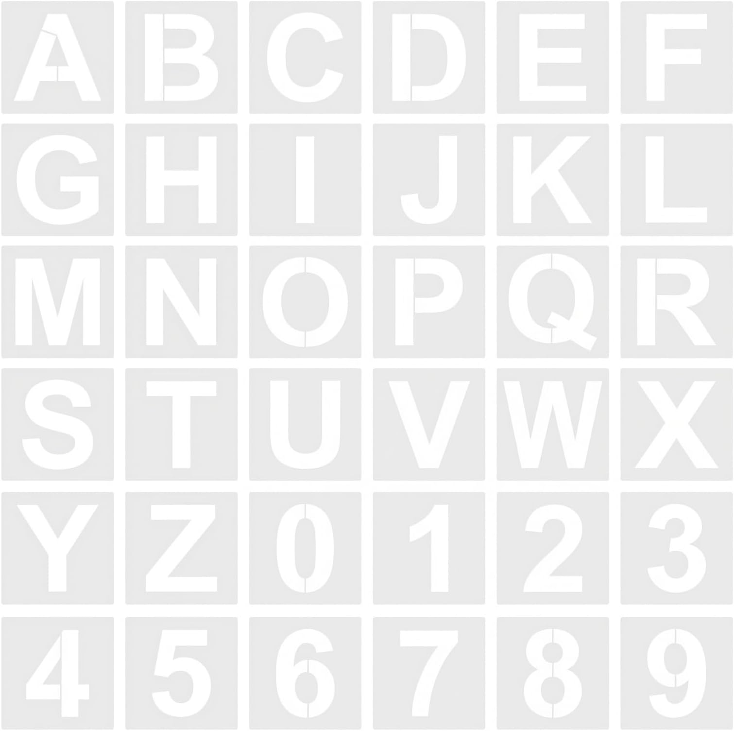 36 Pack Letter and Number Stencils Set, 3 Inch Alphabet and 0-9 Reusable PET Spray Paint Templates, 4 Inch Boards for DIY Crafts, Signs and Wall Art