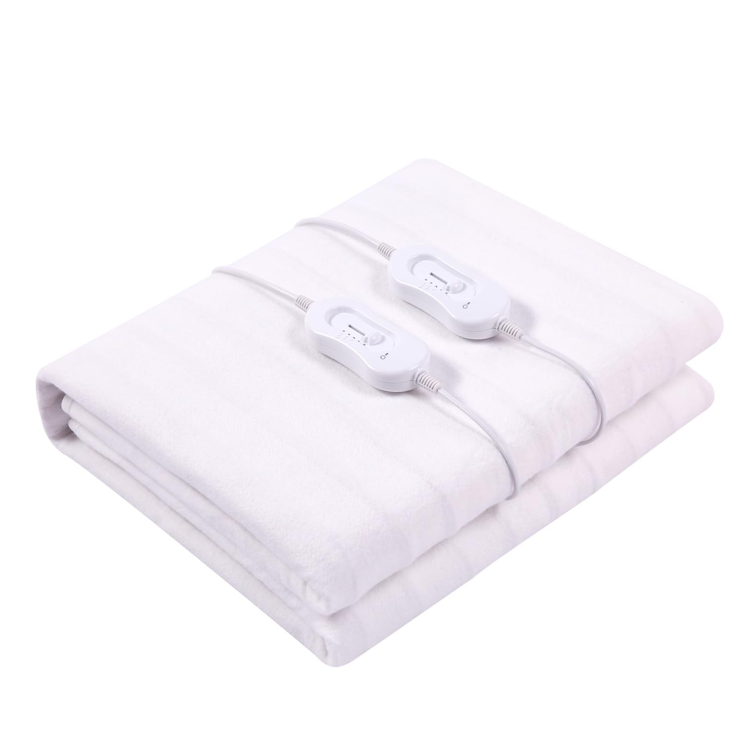 Scaldaletto Elettrico Matrimoniale 160 x 140 Cm in Poliestere 100% Coperta Elettrica Riscaldante Con 2 Telecomandi Indipendenti 3 Livelli Di Temperatura Timer Sistema Anti Surriscaldamento Bianco