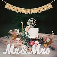 LIVESTN 3 Pezzi Cake Topper in Legno Mr & Mrs, Topper per Torta Nuziale in Legno Cake Topper Matrimonio Sposi Nuziali Decorazioni Torta Matrimonio per Matrimonio Anniversario Fidanzamento (A