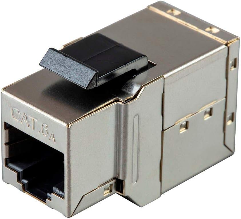 Best Cyber Monday 🔥 Monoprice Shielded Straight Through Cat6A RJ45 Keystone in-Line Coupler - Silver Use for Networking, Patch Cables, Ethernet Cable/Chord