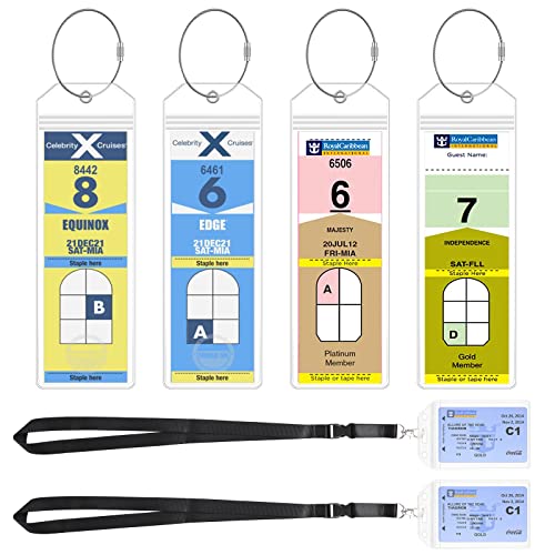Image of NTONPOWER Cruise Luggage Tag Holder，Travel Cruise Essentials 2026 Waterproof for Royal Caribbean & Celebrity 6 Pack, Zip Seal and Steel Loops Luggage Tags,Cruise Must Haves
