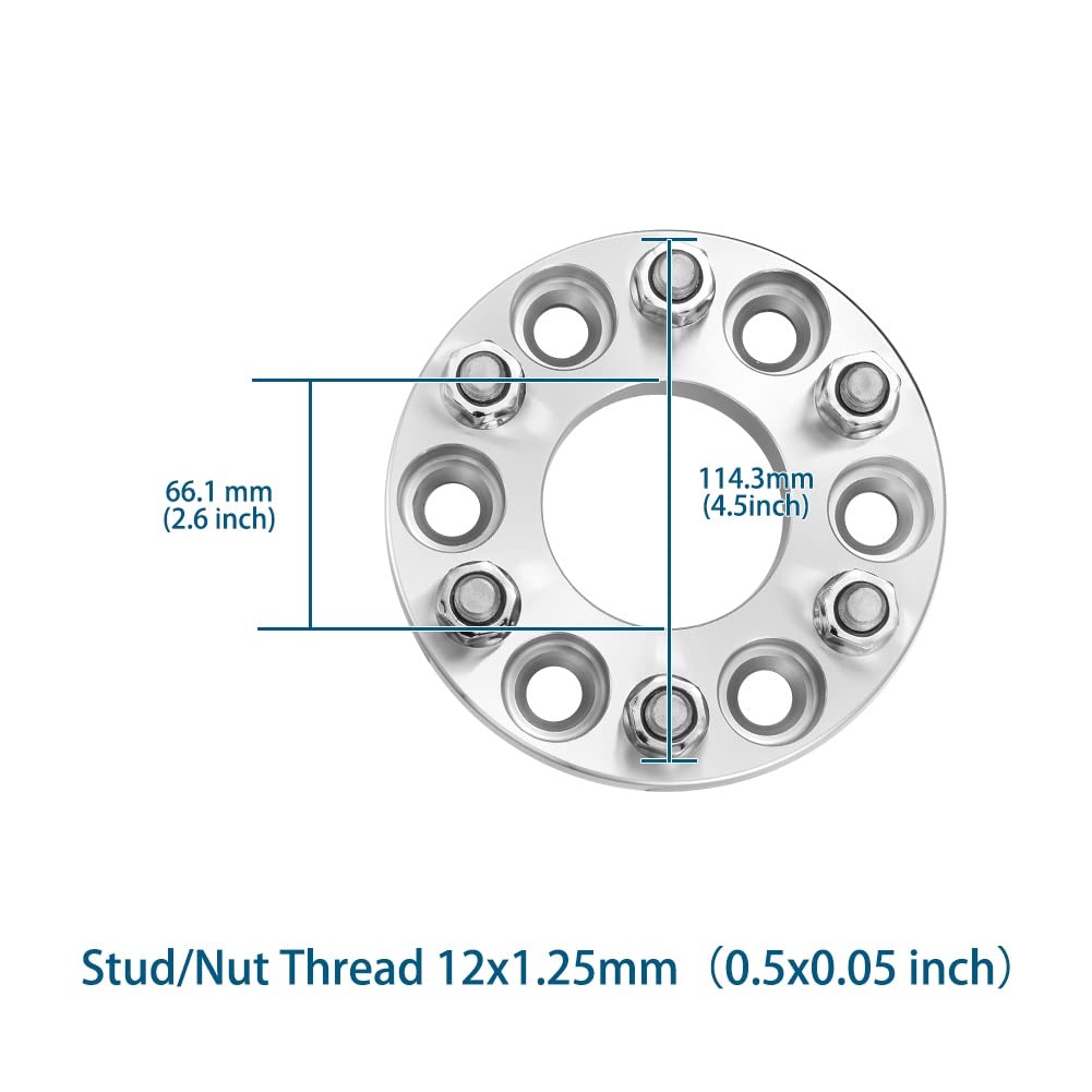Joints Moyeu Roue Élargis Adaptateur D'entretoise De Roue De Voiture 4 Pièces 6 Pattes PCD 6x114.3 Alésage Central 66.1mm Filetage M12x1.25 Épaisseur 30mm Moyeu Centré