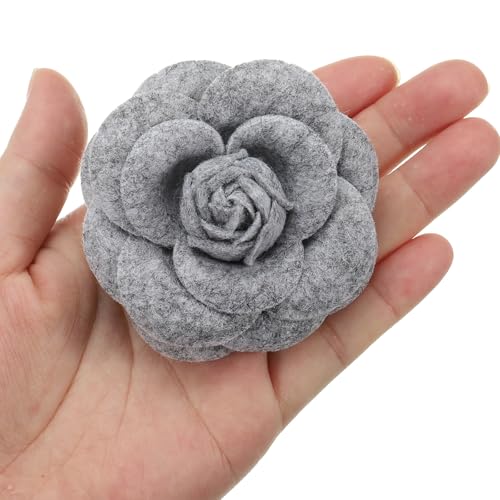 Image of PATIKIL Camellia Fabric Pin, 2 Pcs Flower Brooch Artificial Flowers Brooches for Women Girls Cloth Wedding Party Decor Accessories Jewelry Gift, White