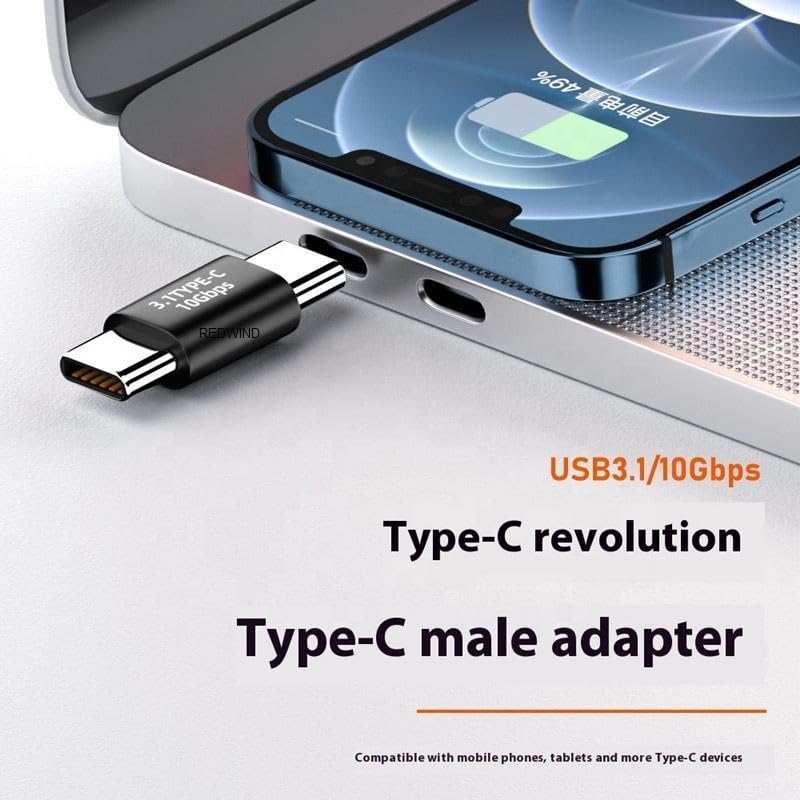Image of REDWIND USB C Male to Male Adapter, Type-C Full-Featured, Support 10GBbps Rate, Audio and Video, Fast Charging Adapter,C-Type Double Plug,Mobile Phone Laptop USB 3.1 Charging Converter