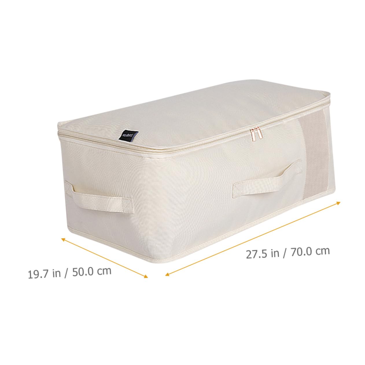 VICASKY Contenitore Pieghevole Sottoletto per Coperte Beige Grande | Oxford Cloth, Rete in Nylon e Pe, Apertura Zip, Facile da Spostare, per Vestiti e Giocattoli
