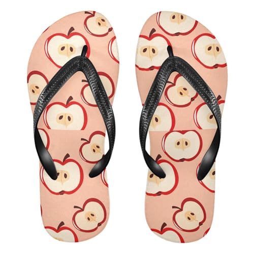 Sinestour Red Beige Fruits Flip Flops for Beach Thong Sandals Anti-slip Lightweight Beach Slippers for House Indoor Outdoor