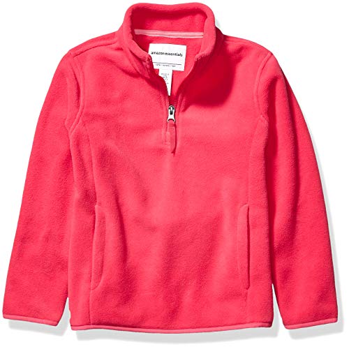 Amazon Essentials Girl's Quarter-Zip Polar Fleece Jacket, Dark Pink, Large