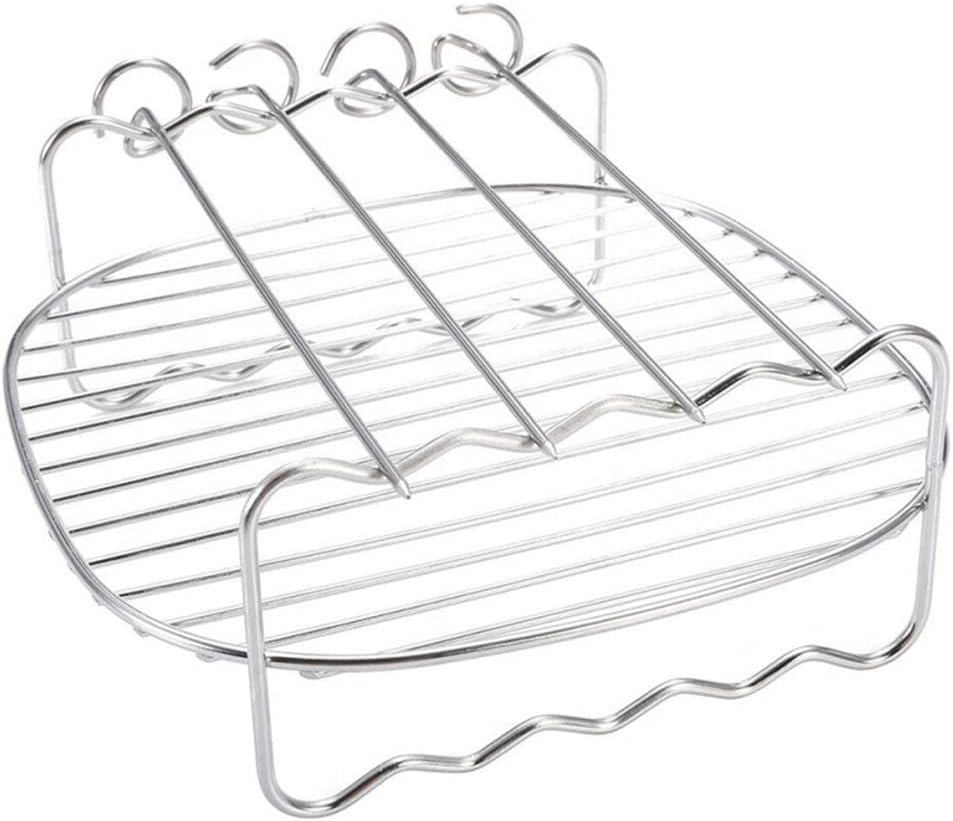 BBQ Rack Skewer Barbecue Grill Baking Tray for Air Fryer Double-Deck Home Replacement
