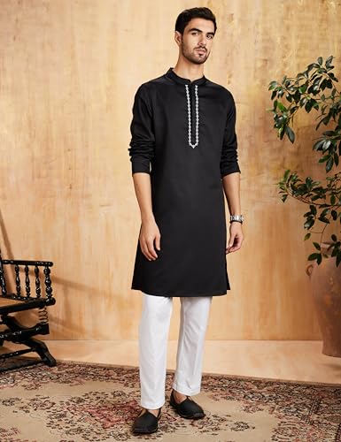 Image of Amazon Brand - Symbol Men Festive Embellished Long Kurta (Regular Fit)