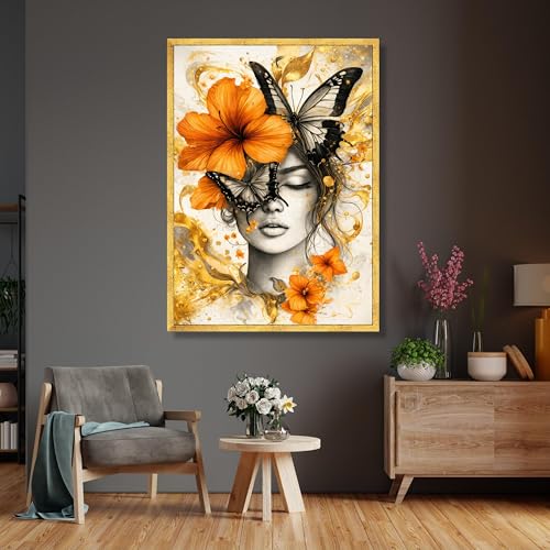 Portrait de femme abstrait et fleurs d'hibiscus poétiques - 3