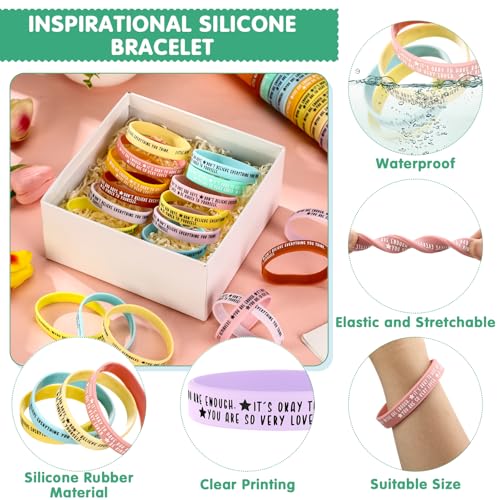 36 Pcs Mental Health Awareness Month Wristbands Bulk Motivational Rubber Bracelets Positive Silicone Bracelets Mental Health Gifts for Office Public Social Event Student3