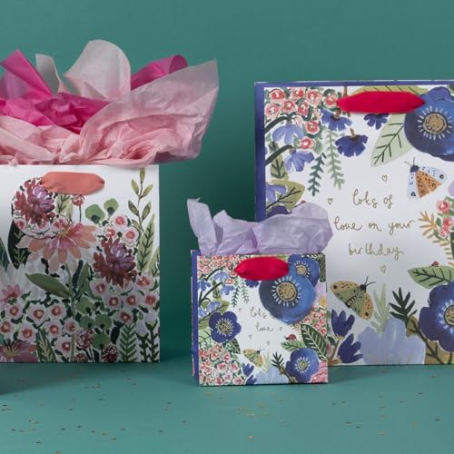 Glick Große Geschenktüte, Flora & Fauna, 315 x 260 x 135 mm, Luxuriöse recycelbare Tasche für Geburtstage & Feiern