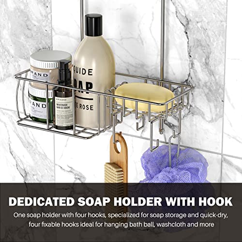 Epicano 20230614-US-F1 Anti-Swing Hanging Shower Caddy Stainless Steel 304, Over Head Shower Caddy Rustproof With Hooks For Towels, Sponge And More, Chrome thumb #5